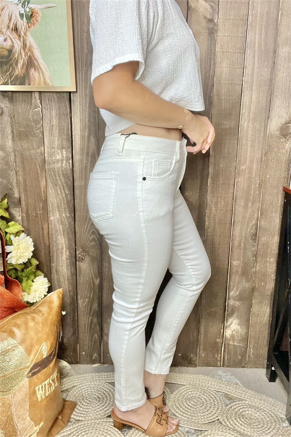 Wholesale women's jeans plus size white denim tighten women's legging pant S010 IS13