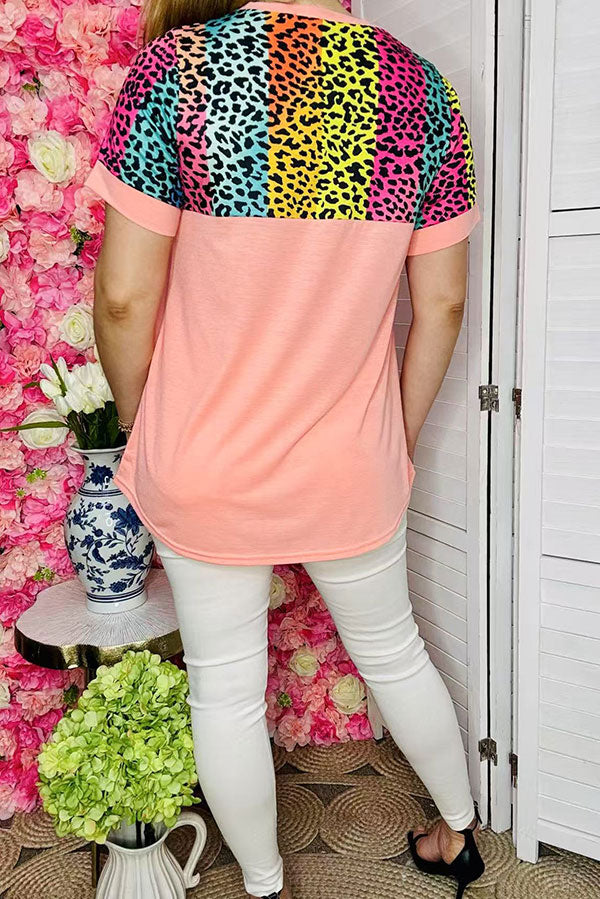 Women's clothing wholesale website pink/multi color leopard printed top YMY9381 (ES12)