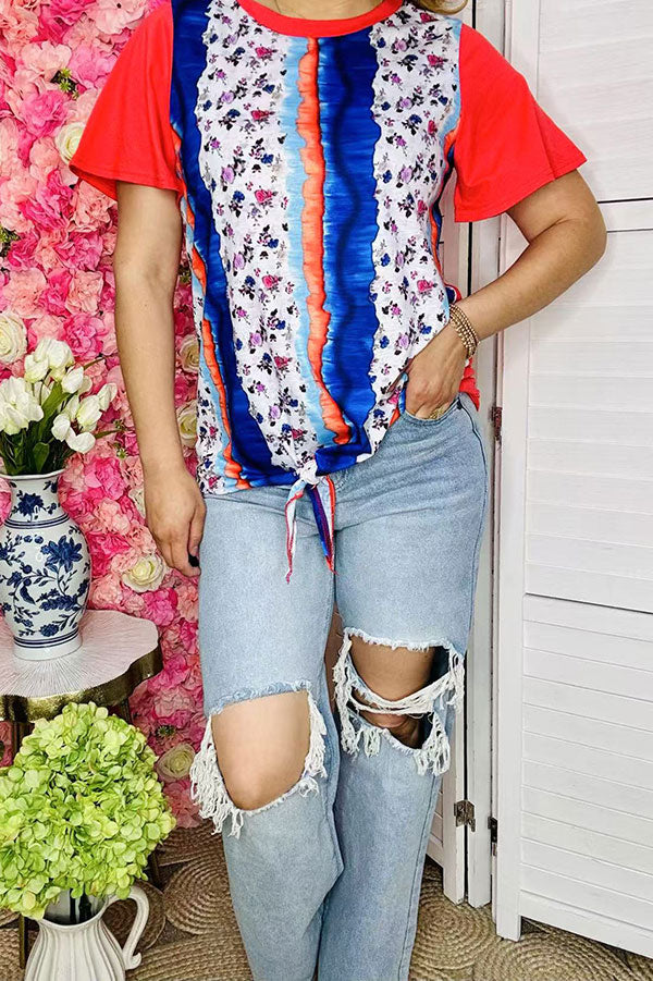 Western women's clothing wholesale tie dye & floral print top YMY9420 (ES9)