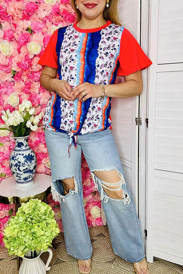 Western women's clothing wholesale tie dye & floral print top YMY9420 (ES9)